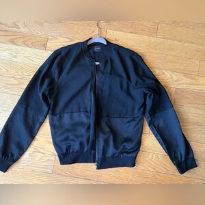 Free Press Classic Satin Black Bomber Jacket